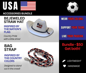 USA Bejeweled Hat and Braided Bag Strap – Game Day Ready for 🌎 Cup Soccer