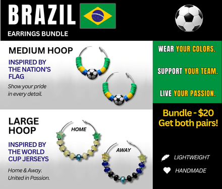 Brazil Flag &amp; Jersey Inspired Hoops – Game Day Ready for 🌎 Cup Soccer