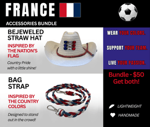 France Bejeweled Hat and Braided Bag Strap – Game Day Ready for 🌎 Cup Soccer