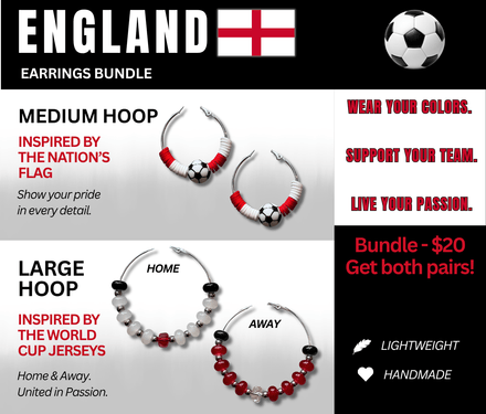 England Flag &amp; Jersey Inspired Hoops – Game Day Ready for 🌎 Cup Soccer