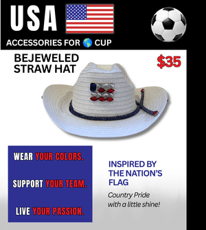 USA Bejeweled Straw Hat – Game Day Ready for 🌎 Cup Soccer