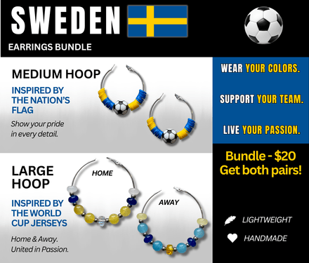 Sweden Flag &amp; Jersey Inspired Hoops – Game Day Ready for 🌎Cup Soccer