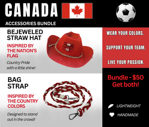Canada Bejeweled Hat and Braided Bag Strap – Game Day Ready for 🌎 Cup Soccer