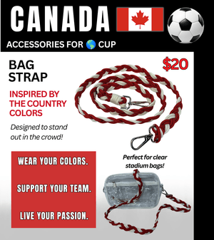 Canada Braided Stadium Bag Strap – Game Day Ready for 🌎 Cup Soccer