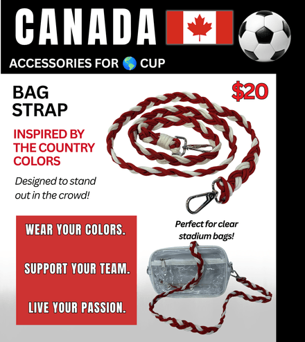 Canada Braided Stadium Bag Strap – Game Day Ready for 🌎 Cup Soccer