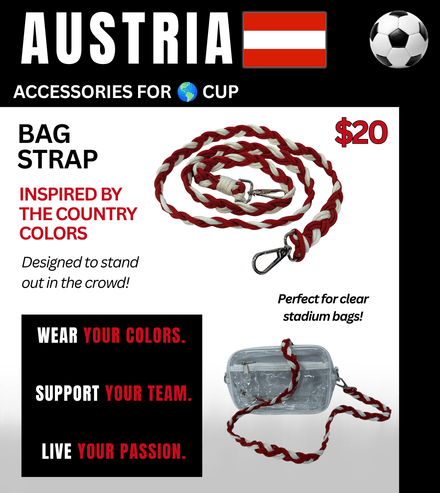 Austria Braided Stadium Bag Strap – Game Day Ready for 🌎Cup Soccer