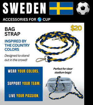 Sweden Braided Stadium Bag Strap – Game Day Ready for 🌎Cup Soccer