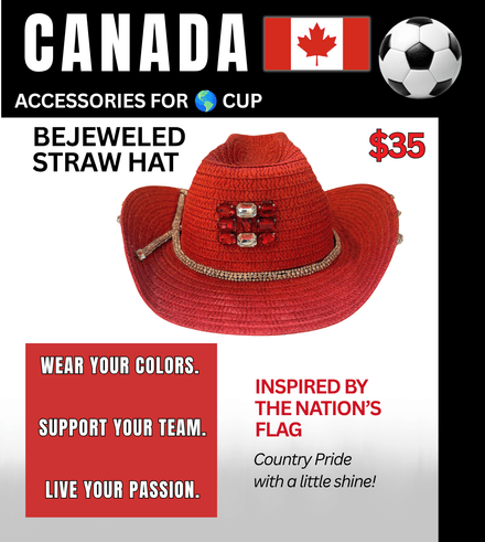 Canada Bejeweled Straw Hat – Game Day Ready for 🌎 Cup Soccer