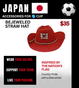 Japan Bejeweled Straw Hat – Game Day Ready for 🌎 Cup Soccer