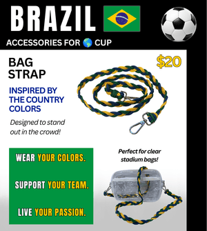Brazil Braided Stadium Bag Strap – Game Day Ready for 🌎 Cup Soccer