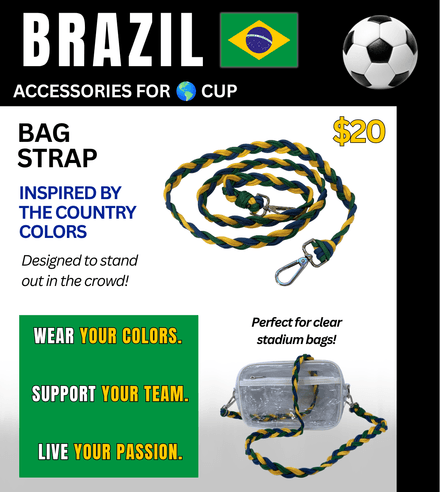 Brazil Braided Stadium Bag Strap – Game Day Ready for 🌎 Cup Soccer