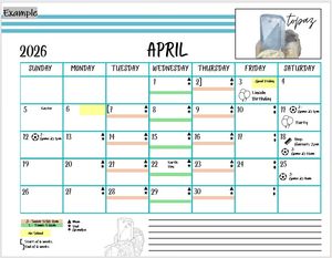 2026-2027 12 Month Customizable Trifold Activity Calendar