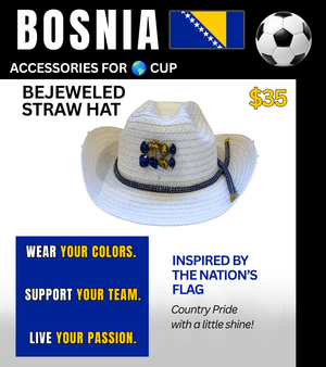 Bosnia Bejeweled Straw Hat – Game Day Ready for 🌎 Cup Soccer
