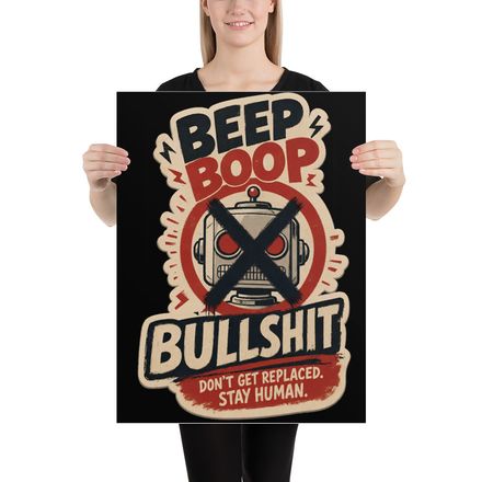 Beep Boop Bullshit" Anti-AI Poster – 18x24