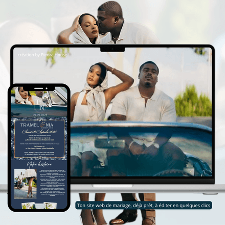 Invitation digitale chic &amp; moderne (bleu nuit) – Piedra House