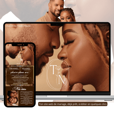 Invitation digitale chic &amp; moderne (Marron &amp; Gold) – Piedra House