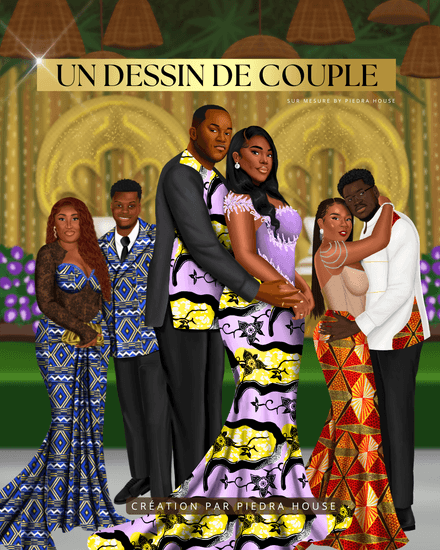 Dessin personalisé de couple sur mesure sans droit d&#x27;auteur 