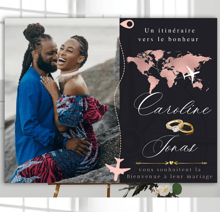 Panneau Photo Destination Wedding-Carte du monde