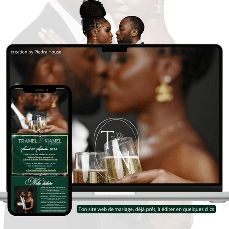 Invitation digitale chic &amp; moderne (Emeraude) – Piedra House