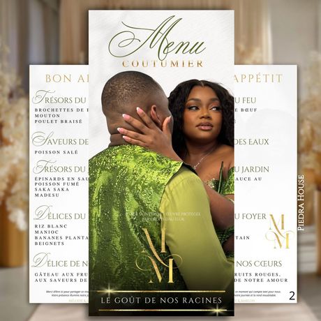 300 Menus de mariage ( 200 menus achetés + 100 offerts)