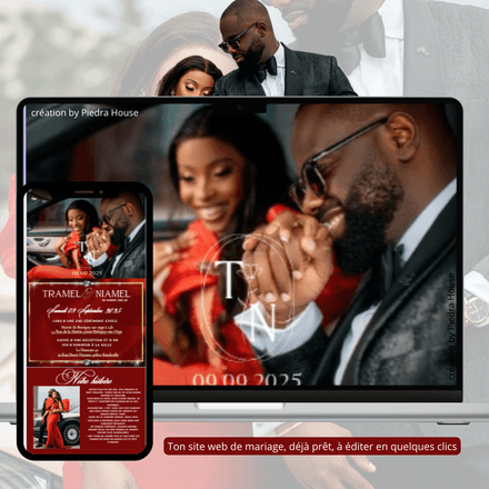 Invitation digitale chic &amp; moderne (rouge) – Piedra House