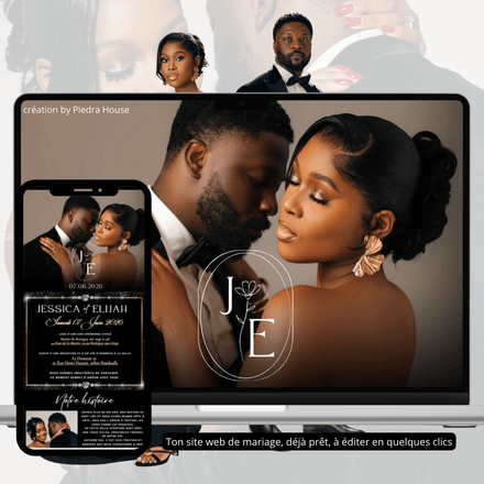 Invitation digitale chic &amp; moderne (Noir) – Piedra House