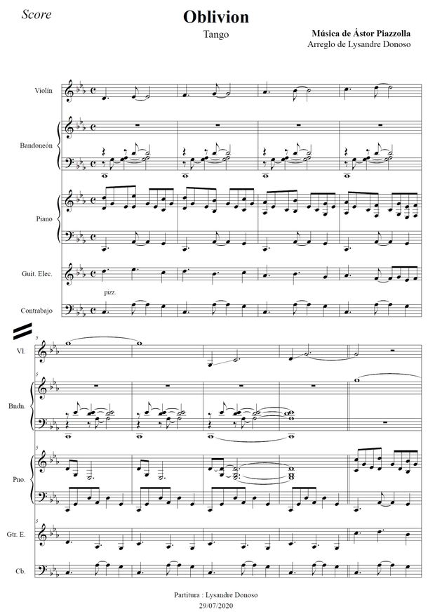 Oblivion - quinteto de Astor Piazzolla