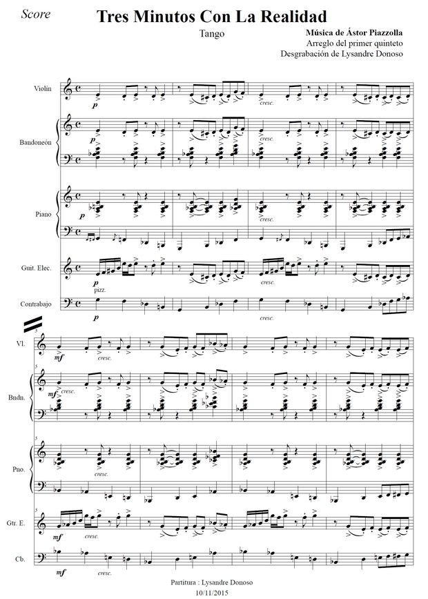 Tres Minutos Con La Realidad - quinteto de Astor Piazzolla