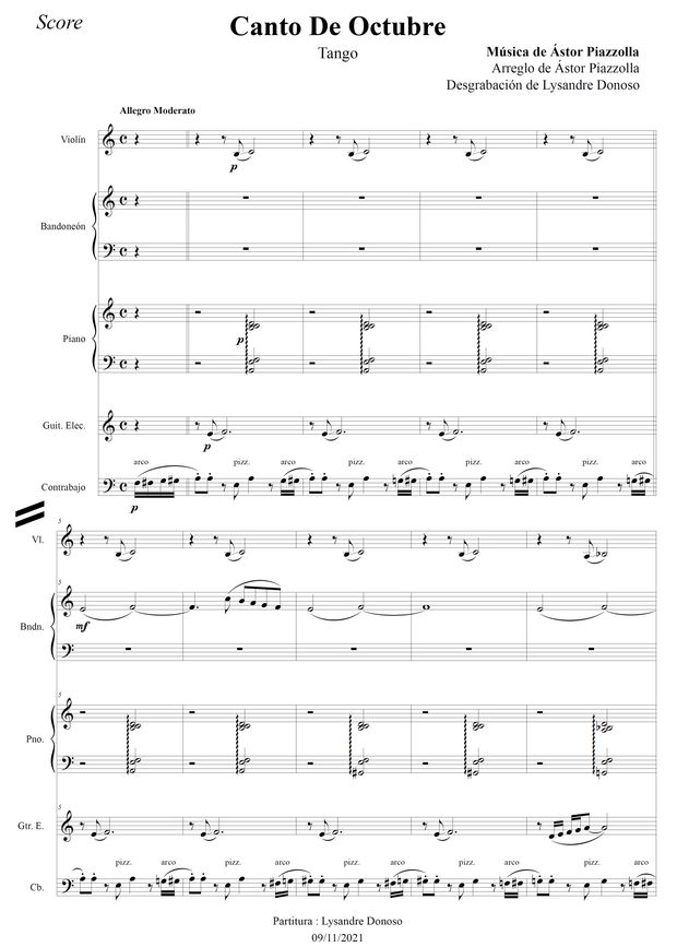 Canto De Octubre - quinteto de Astor Piazzolla