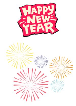 Happy New Year Card: Happy New Year Fireworks Display