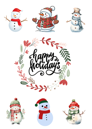 Happy Holidays Card: Festive Snowmen with Holiday Wreath