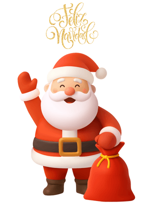 Feliz Navidad Card: Santa Claus Waving Merry Christmas