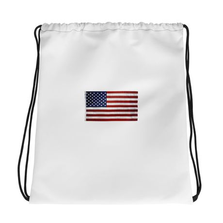 All-Over Print Drawstring Bag with American Flag Design