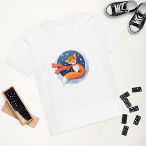 Organic Cotton Kids T-Shirt with Fox in the Moon Design