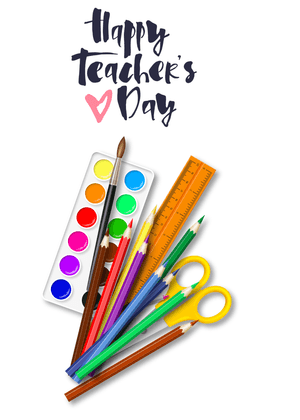 Happy Teacher's Day Card: Teacher's Day Celebration Art Supplies