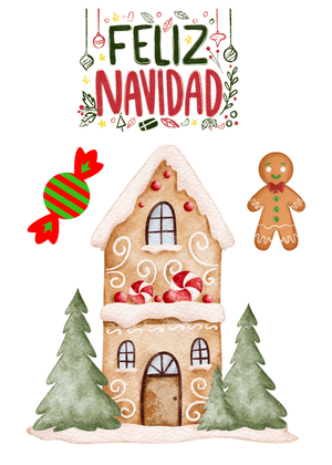 Feliz Navidad Card: Gingerbread House and Christmas Cheer