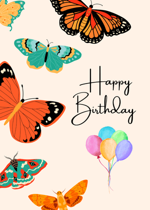 Happy Birthday Greeting Card: Vibrant Birthday with Butterflies