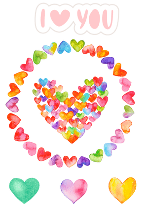 I Love You with Hearts Card: Colorful Heart Collage