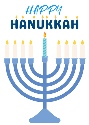 Happy Hanukkah Card: Menorah with Hanukkah Greeting