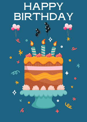 Happy Birthday Greeting Card: Colorful Birthday Cake Celebration