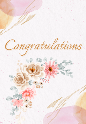 Congratulations Greeting Card (Template): Flowers &amp; Elegant Typography