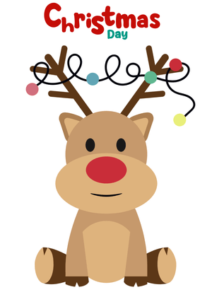 Christmas Day Card: Festive Reindeer with Lights