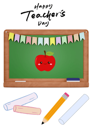 Happy Teacher's Day Card: Blackboard Scene