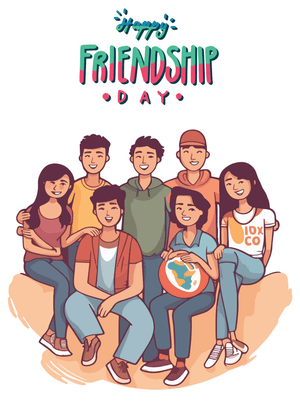 Happy Friendship Card: Group of Friends Celebrating