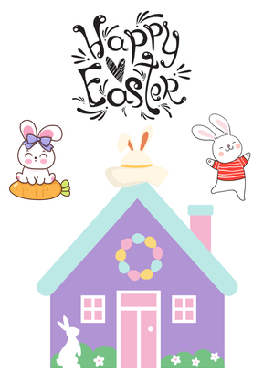 Happy Easter Card: Playful Easter Bunny Scene