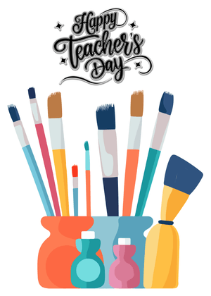 Happy Teacher's Day Card: Brushes