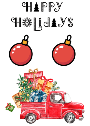 Happy Holidays Card: Festive Red Truck with Gifts