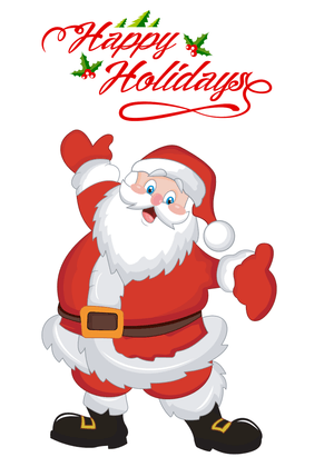 Happy Holidays Card: Santa Claus Waving Happily