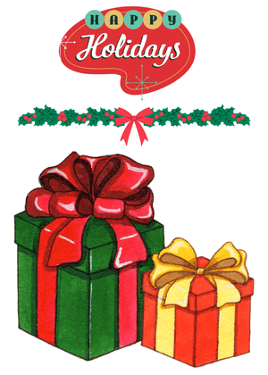 Happy Holidays Card: Festive Holiday Gift Boxes
