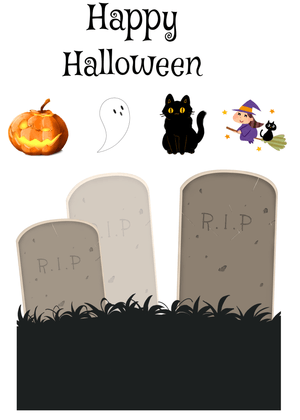 Halloween Canva Greeting Card: Halloween Cartoon Scene
